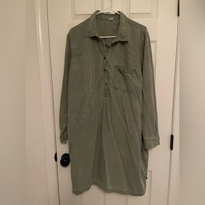Old Navy Olive Green Button-Up Shirt Dress